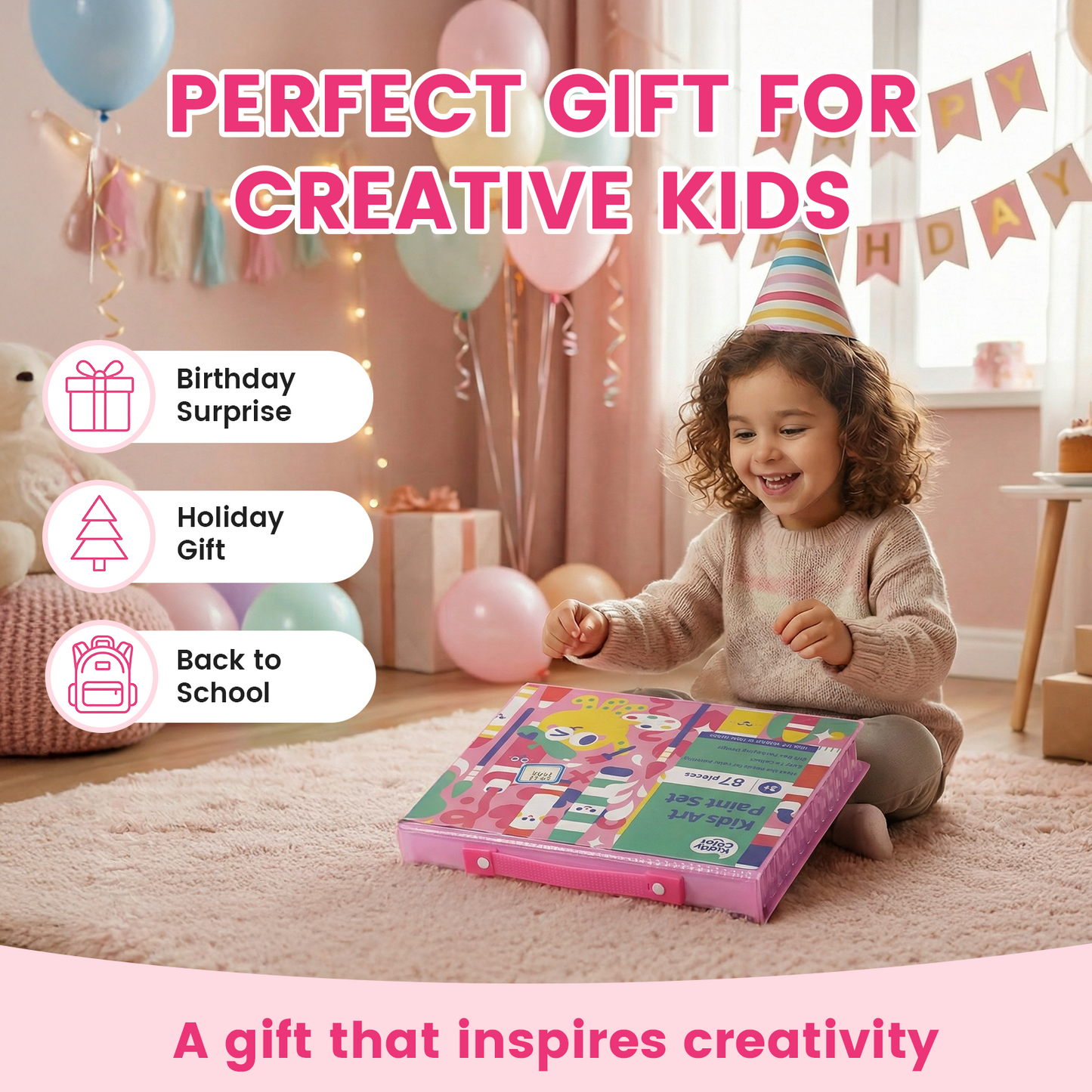 Kiddycolor 87 Pack Drawing Coloring Art Set, All in One Painting Creative Supplies Gift with Plastic Case for Kids Boys Girls