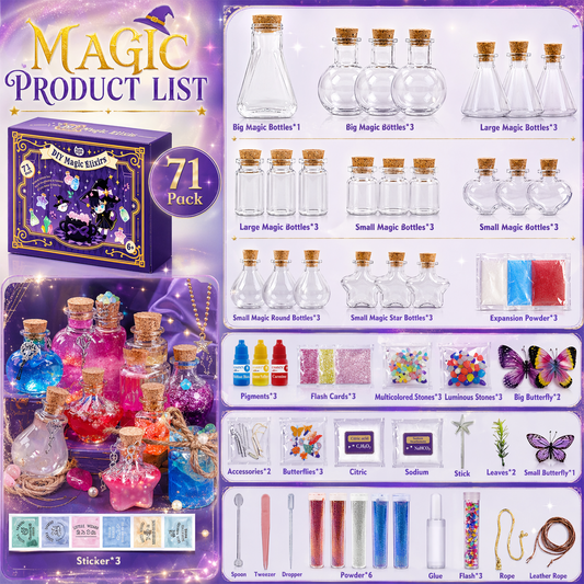 71PCS DIY Magic Fairy Potion Kit for Kids, 22 Bottles Magical Elixir Craft Set, Creative Toy Gift for Girls Ages 8+