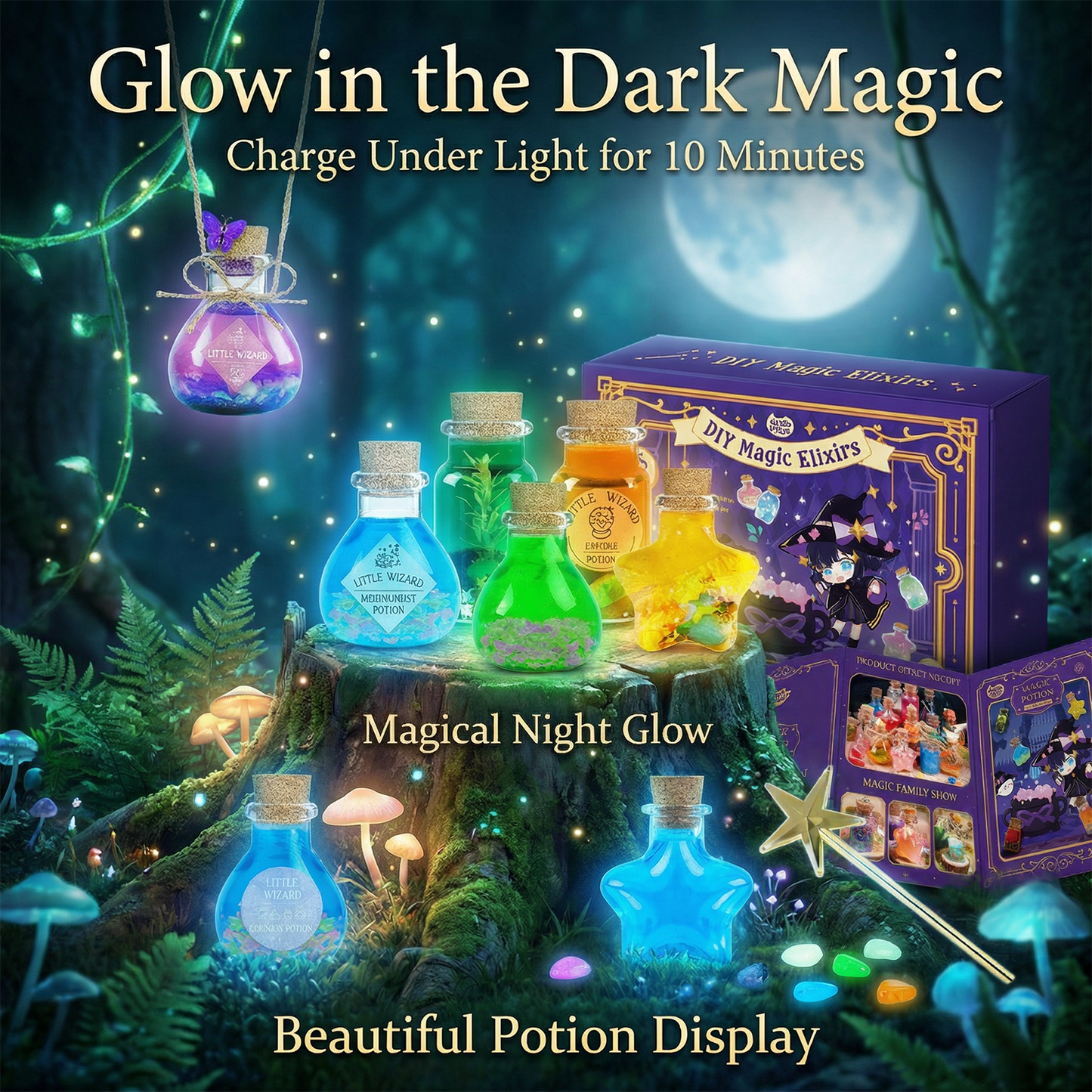 KIDDYCOLOR DIY Magic Fairy Potion Kit, 12 Bottles Magical Elixir Making Craft Set, Creative Toy Gift for Kids