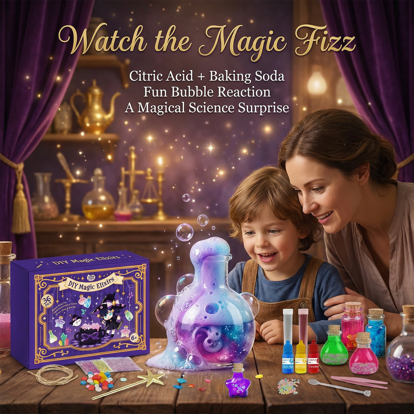 KIDDYCOLOR DIY Magic Fairy Potion Kit, 12 Bottles Magical Elixir Making Craft Set, Creative Toy Gift for Kids
