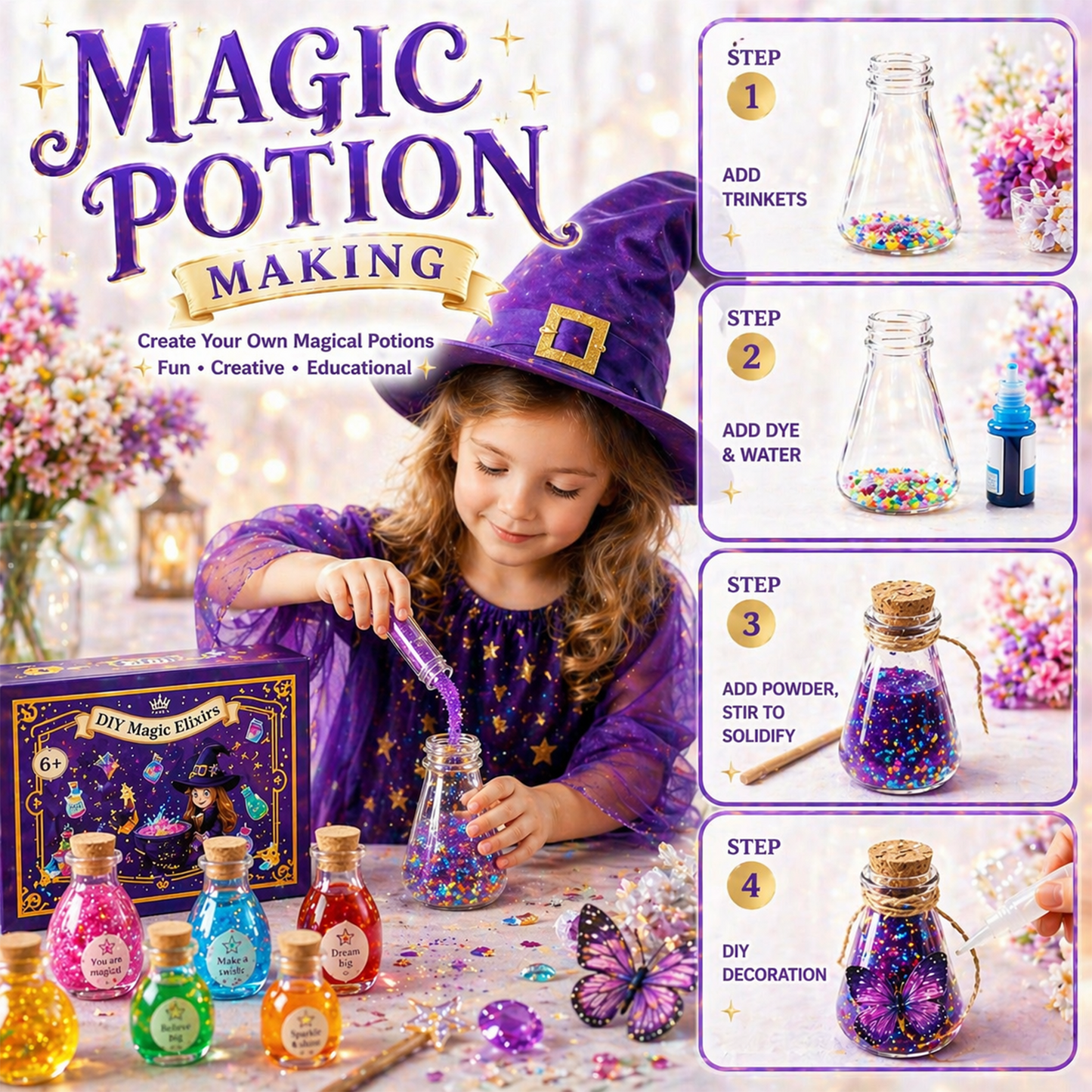 71PCS DIY Magic Fairy Potion Kit for Kids, 22 Bottles Magical Elixir Craft Set, Creative Toy Gift for Girls Ages 8+