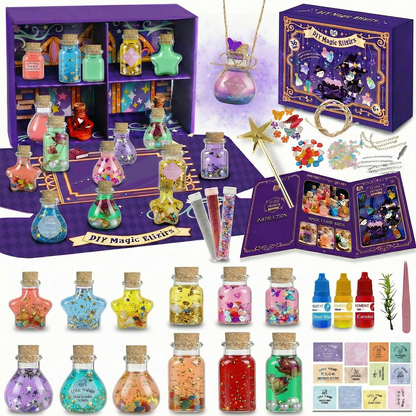 KIDDYCOLOR DIY Magic Fairy Potion Kit, 12 Bottles Magical Elixir Making Craft Set, Creative Toy Gift for Kids