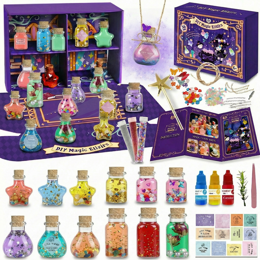 KIDDYCOLOR DIY Magic Fairy Potion Kit, 12 Bottles Magical Elixir Making Craft Set, Creative Toy Gift for Kids