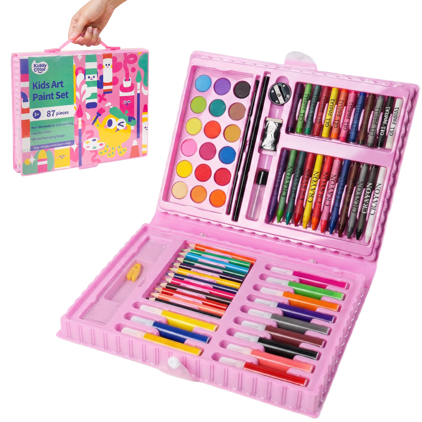 Kiddycolor 87 Pack Drawing Coloring Art Set, All in One Painting Creative Supplies Gift with Plastic Case for Kids Boys Girls