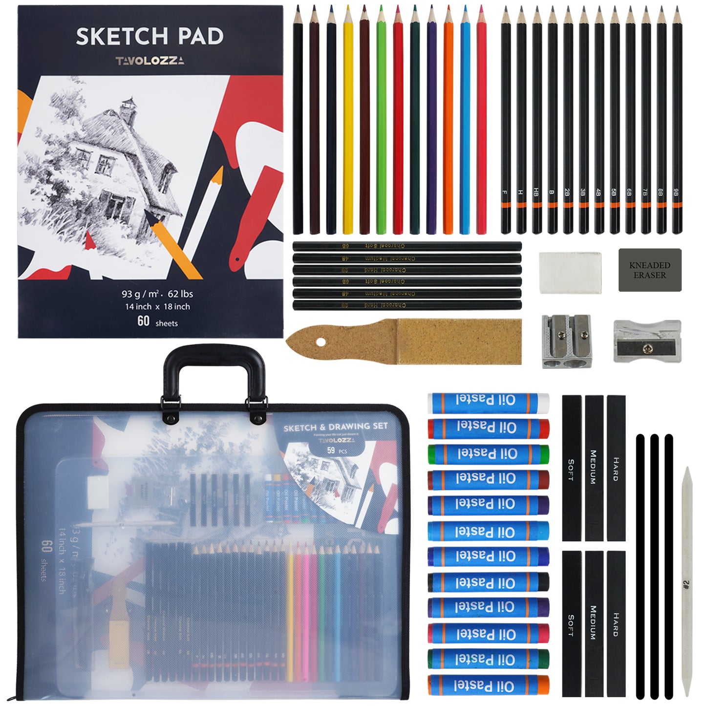 TAVOLOZZA 59 PCS Drawing Sketching Set