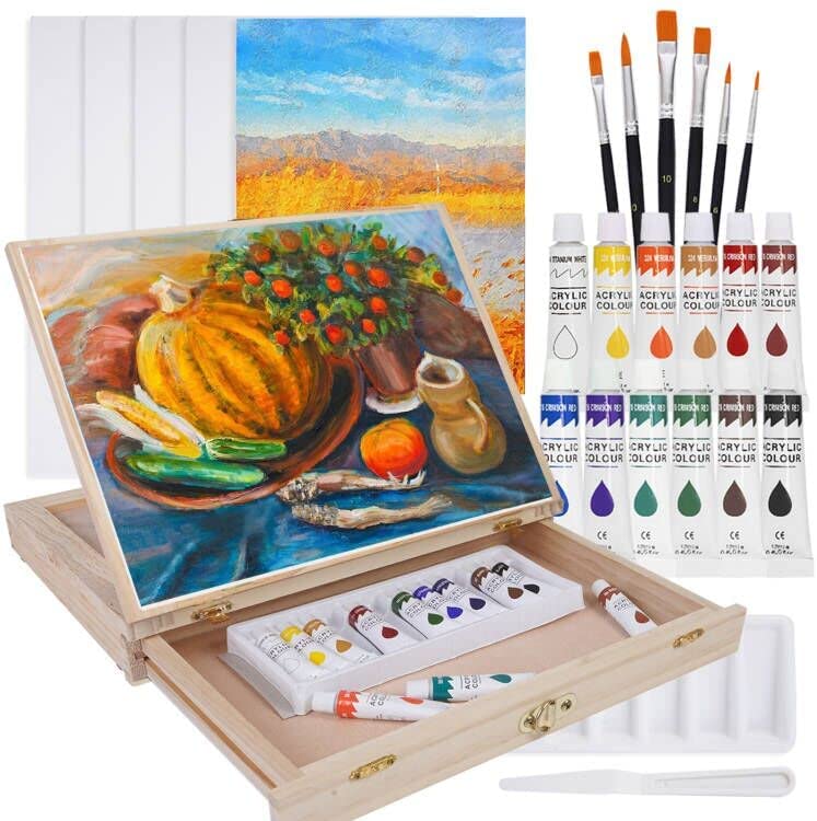 Tavolozza 26 PCS Tabletop Easel Painting Set