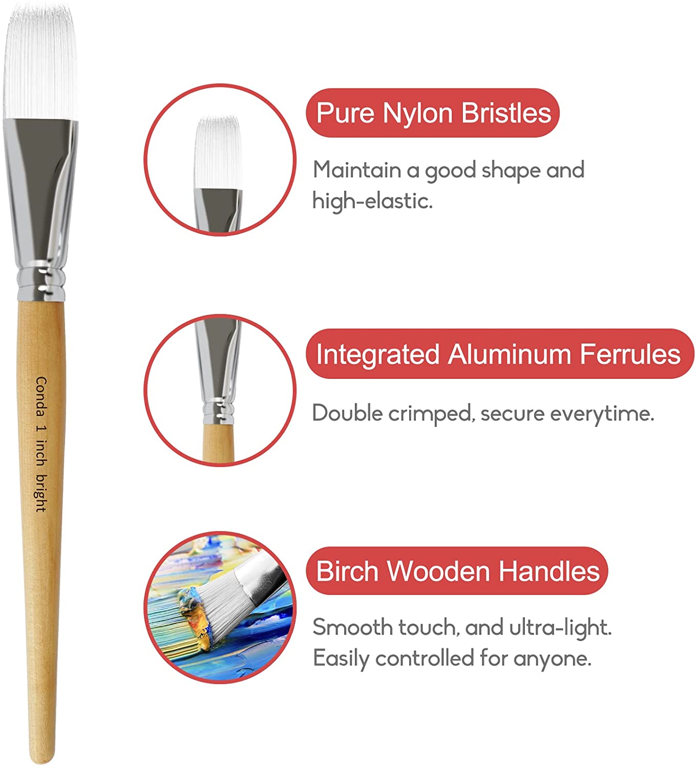 CONDA 24 PCS Paint Brushes Set