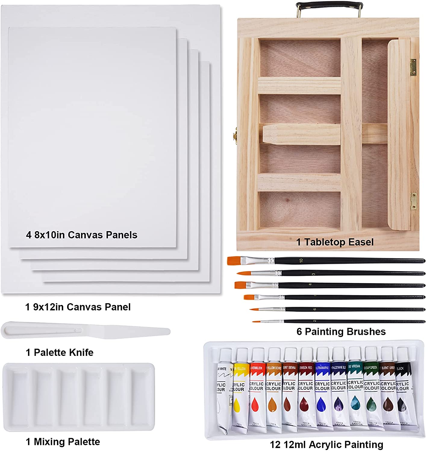 Tavolozza 26 PCS Tabletop Easel Painting Set