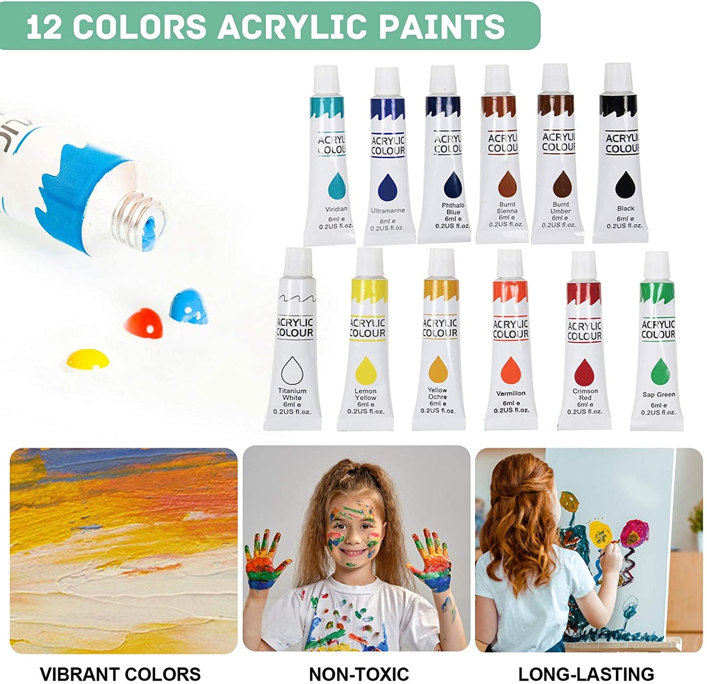 TAVOLOZZA 26 Pcs Acrylic Painting Supplies Kit