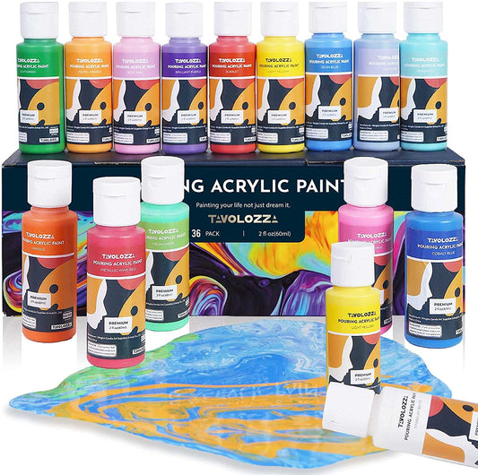 TAVOLOZZA 36 Colors Pouring Acrylic Paint Set