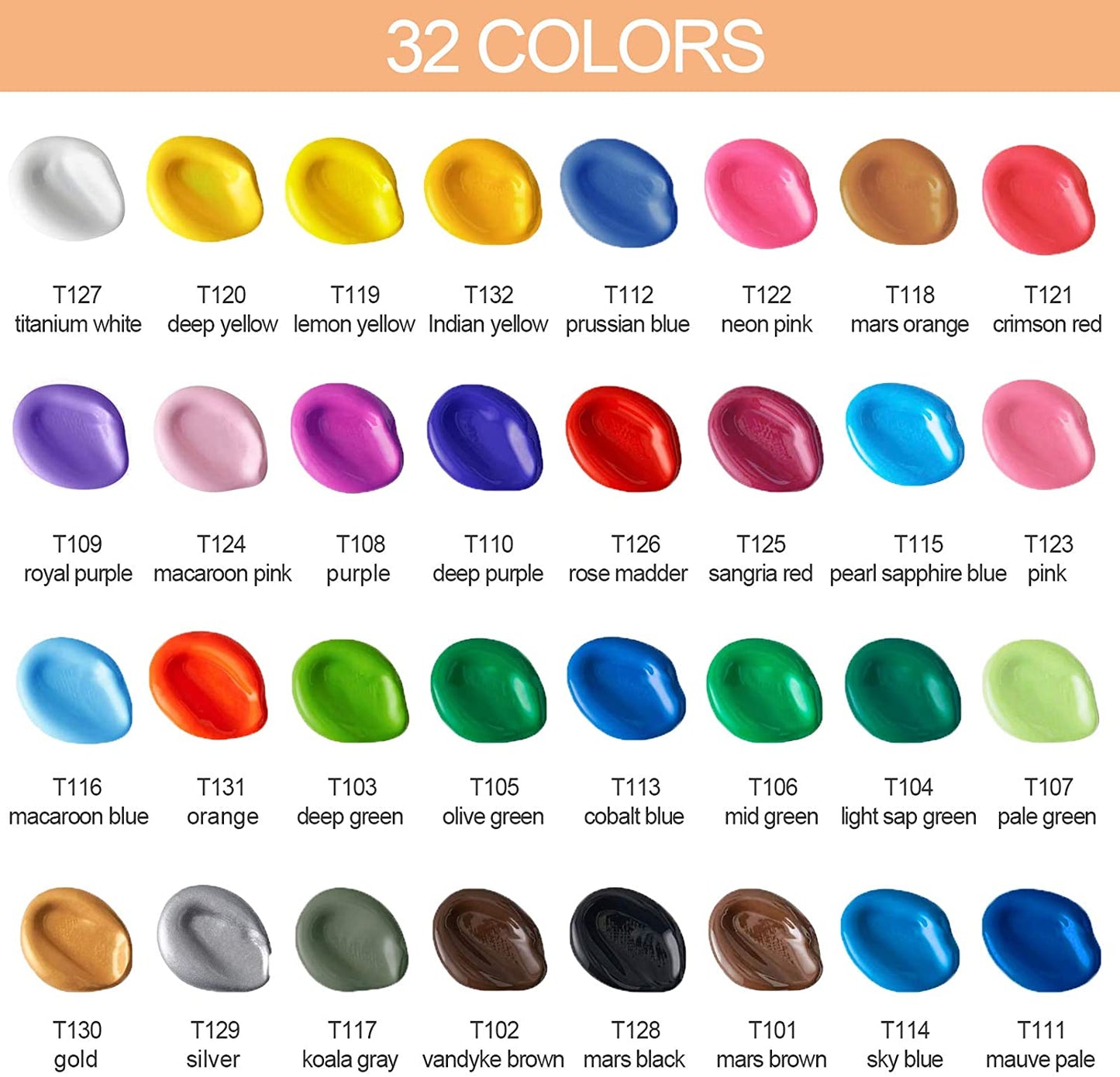 TAVOLOZZA 32 Colors Craft Acrylic Paint